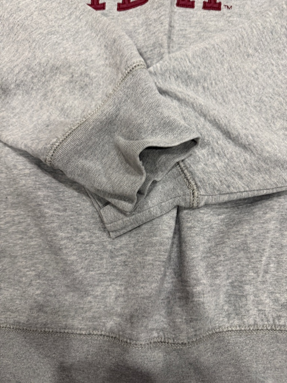 League Gray Crewneck Sweatshirt with Maroon Virginia Tech Lettering - Picture 3 of 4